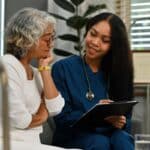 Patient consulting with a doctor