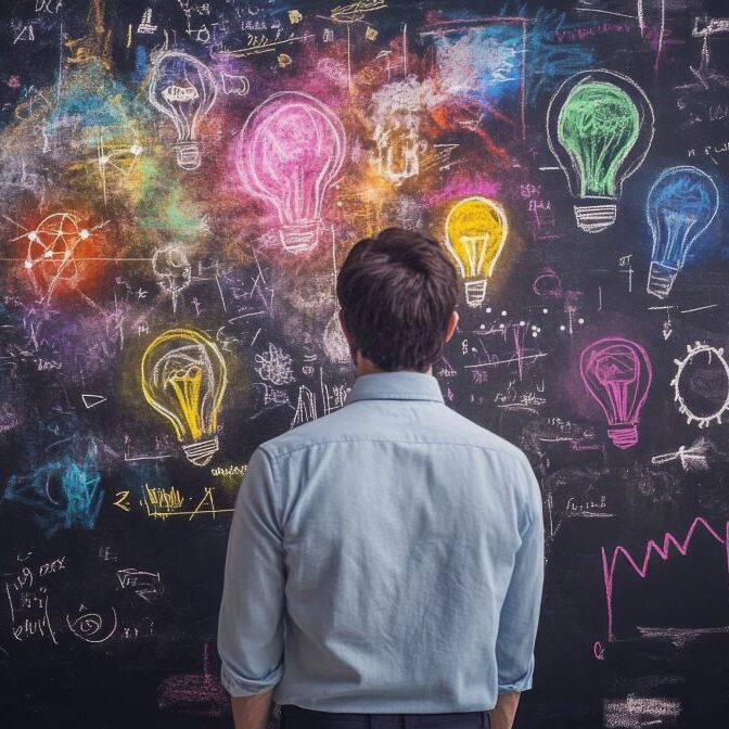 Different color light bulbs representing the process of identifying a problem statement.